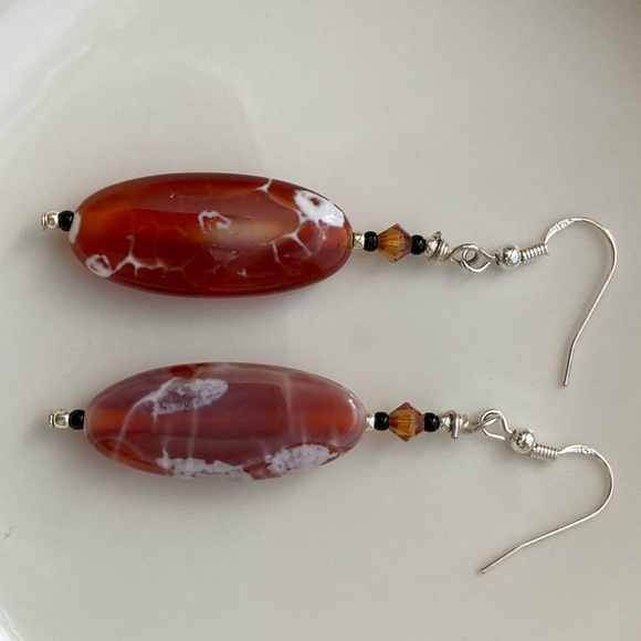 Oval Terra Agate Earrings.... - Picture 3 of 6